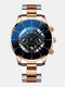 Decorated Pointer Men Business Watch Calendar Stainless Steel Leather Quartz Watch - #03