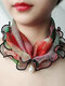 Vintage Elegant Artificial Pearl Pendant Crimping Printed Multifunctional Dacron Highly Elastic Scarf Necklace - #06