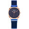 Trendy Classic Women Wristwatch Rose Gold Case Round Dial Full Alloy Quartz Watches - Blue