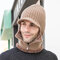Men 2PCS Plus Velvet Winter Keep Warm Neck Face Ptotection One-piece Headgear Scarf Beanie Full-finger Gloves - #04