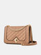 Women Faux Leather Fashion Argyle Chain Square Crossbody Bag - #02