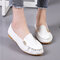 Large Size Women Casual Lazy Flat Single Bean Shoes - White