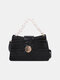 Women PU Pearl Alligator Handbag Crossbody Bag - Black