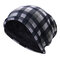 Mens Womens Grid Cotton Thickening Velvet Beanies Cap Knitted Soft Bonnet Hat And Scarf Dual-Use - 1