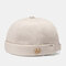 Men & Women Brimless Hats Solid Color Coconut Tree Label Skull Caps Hip Hop Hat - Beige