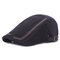 Men Women Washed Cotton Embroidery Iron Label Beret Hat Casual Forward Hat - Black