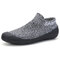 Men's Stretch Breathable Knitted Fabric Toe Protective Slip On Running Sneakers - Grey