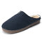 Large Size Women Comfy Flax Closed Toe Flat Slippers - Blue
