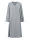 Solid Color Button Long Sleeves V-neck Casual Dress - Grey