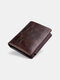 Men RFID Retro Genuine Leather Cowhide Trifold Multi-slot Coin Bag Card Holder Wallet - Coffee