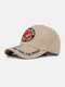 Unisex Cotton Embroidery Pattern Fashion Outdoor Sunshade Baseball Hat - Khaki