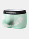 Mens Letter Print Waistband Boxer Briefs Underwear With Pouch - Green