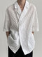 Mens Textured Lapel Loose Short Sleeve Shirt - White