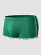 Men Contrast Letter Trim Applique U Convex Pouches Breathable Soft Boxers Briefs - Green