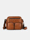 Menico Men's Faux Leather Multi Compartment Large Capacity Business Casual Crossbody Tote Bag - Brown