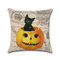 Cartoon Witches Pumpkin Pattern Linen Cushion Cover Home Sofa Halloween Art Decor   - #2