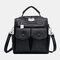 Women Casual Solid Crossbody Bag Backpack - Black