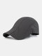 Men Polyester Solid Color Mesh Breathable Outdoor Sunshade Berets Flat Caps - Dark Gray
