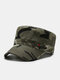 Men Cotton Solid Camo Star Eagle Pattern Embroidered All-match Sunscreen Military Hat Flat Cap - Camouflage