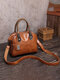 Women Vintage PU leather Large Capacity Crossbody Bag Shoulder Bag Handbag - Brown