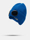 Unisex Knitted Solid Color Aviator Glasses Lens Decoration Thicken Warmth Fashion Beanie Hat - Blue