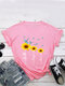 Floral Printed Short Sleeve O-Neck T-shirt - Pink