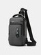 Men's Nylon Multifunctional Shoulder Bag USB Rechargeable Casual Chest Bag Anti-theft Messenger Bag - Gray