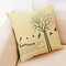 Concise Style Flower Pattern Square Cotton Linen Cushion Cover Car and House Decoration Pillowcase - D