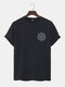 Mens Geometric Circle Chest Print Daily Short Sleeve T-Shirts - Black