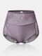 Plus Size Women See Through Lace High Waist Breathable Thin Lingerie Sexy Panties - Purple