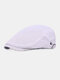 Men Mesh Solid Color Summer Outdoor Breathable Flat Hat Forward Hat Beret - White