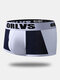 Men Sexy Color Block Boxer Briefs Cotton Comfortable Pouch Underwear - White