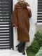 Solid Color Turtleneck Bell Sleeve Midi Dress - Brown
