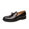 Men Brogue Tassel Decor Dress Loafers Slip On Party Formal Shoes - Black