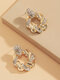 Vintage Elegant Inlaid Artificial Pearl Rhinestones Twist Geometric-shaped Alloy Studs Earrings - Golden 2
