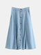 European And American Style Women's New Button Decorated Denim Skirt - Photo Color