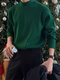 Мужской однотонный вязаный пуловер с полуворотником - Зеленый