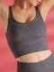 Women Sports Bra Shockproof Mesh Patchwork Long Lined Yoga Running Vest - Grey
