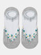 Women Cotton Crystal Silk Floral Pattern Printing Short Socks Invisible Breathable Socks - Grey