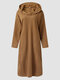 Plus Size Casual Hooded Pocket Maxi Dress - Brown