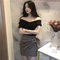 Machine Wood Ear Word Collar Strapless Top French Small Two Wear Small Shirt Women - Black