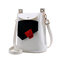 Women PU Leather Patchwork Crossbody Bag Bucket Bag - White