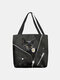 Women Felt Black Cat Floral Handbag Tote - Black
