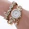 Fashion Quartz Wristwatch Gold Alloy Rhinestone Love Two Layer Small Bell Watches for Women - Creamy White