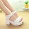 Women High-heeled Fish Mouth Sandals - White