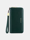 JOSEKO Women Genuine Leather RFID Antimagnetic Wallet Multiple-card Slots Large-capacity Multifunctional Zipper Clutch Bag - Dark Green