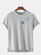 Mens Swallow Printed Breathable Short Sleeve Round Neck T-shirt - Grey