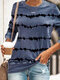 Tie Dye Long Sleeve O-neck T-shirt For Women - Blue