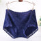 3XL Plus Size Cotton Lace High Waisted Hip Lifting Panties - Blue