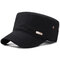 Men Vogue Vintage Adjustable Windproof Cotton Washed Flat Cap Simple Style Outdoor Casual Sun Hat - Black